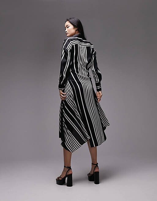 

Однотонное платье-рубашка миди в полоску Topshop Placement