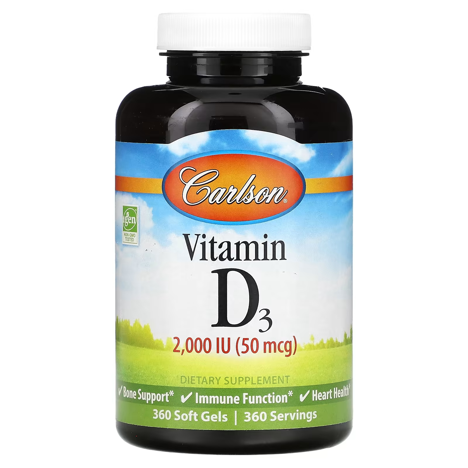 Carlson Витамин D3 50 мкг (2000 МЕ) 360 мягких таблеток natural factors витамин d3 50 мкг 2000 ме 240 мягких таблеток