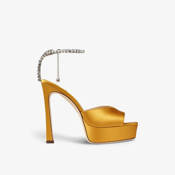 

Атласные босоножки Saeda с кристаллами Jimmy Choo, цвет sunflower/crystal