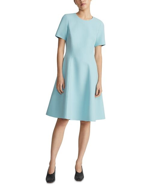 

Шерсть и amp; Шелковое платье с короткими рукавами Lafayette 148 New York, цвет Green