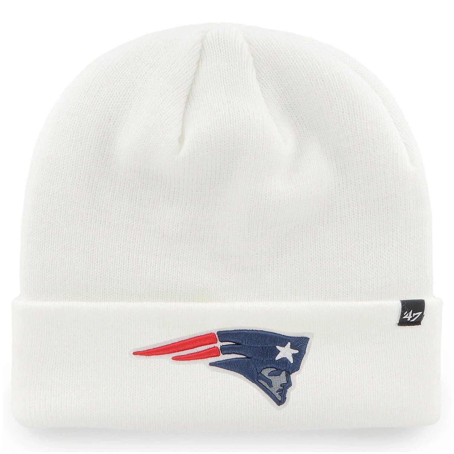 

Мужская базовая вязаная шапка '47 New England Patriots среднего размера с манжетами белого цвета