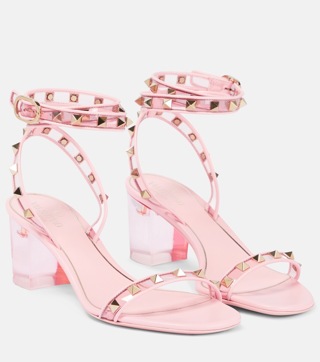 

Сандалии Rockstud из кожи и ПВХ Valentino Garavani, розовый