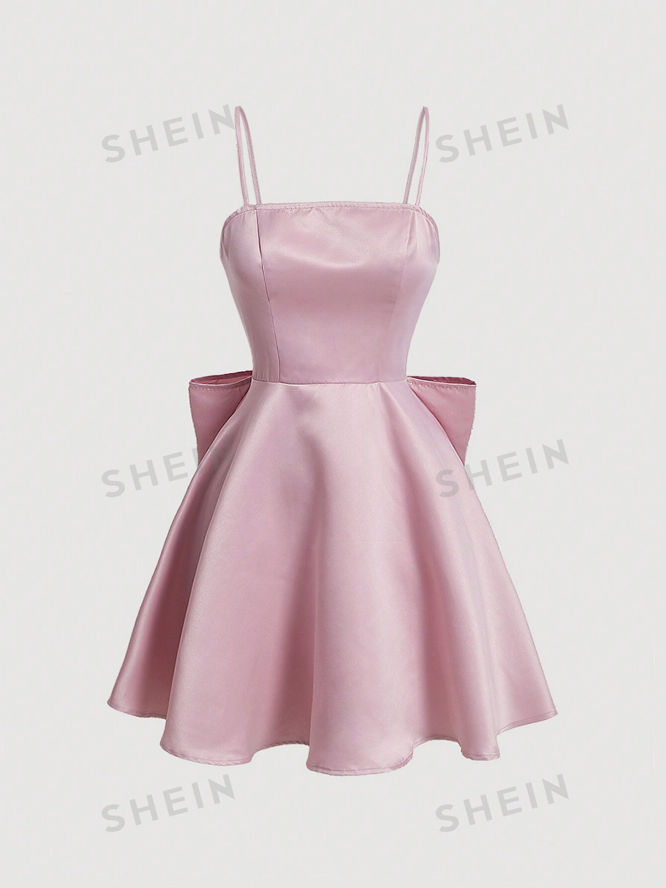 цена SHEIN MOD женское однотонное платье на бретельках с бабочкой и декором, розовый