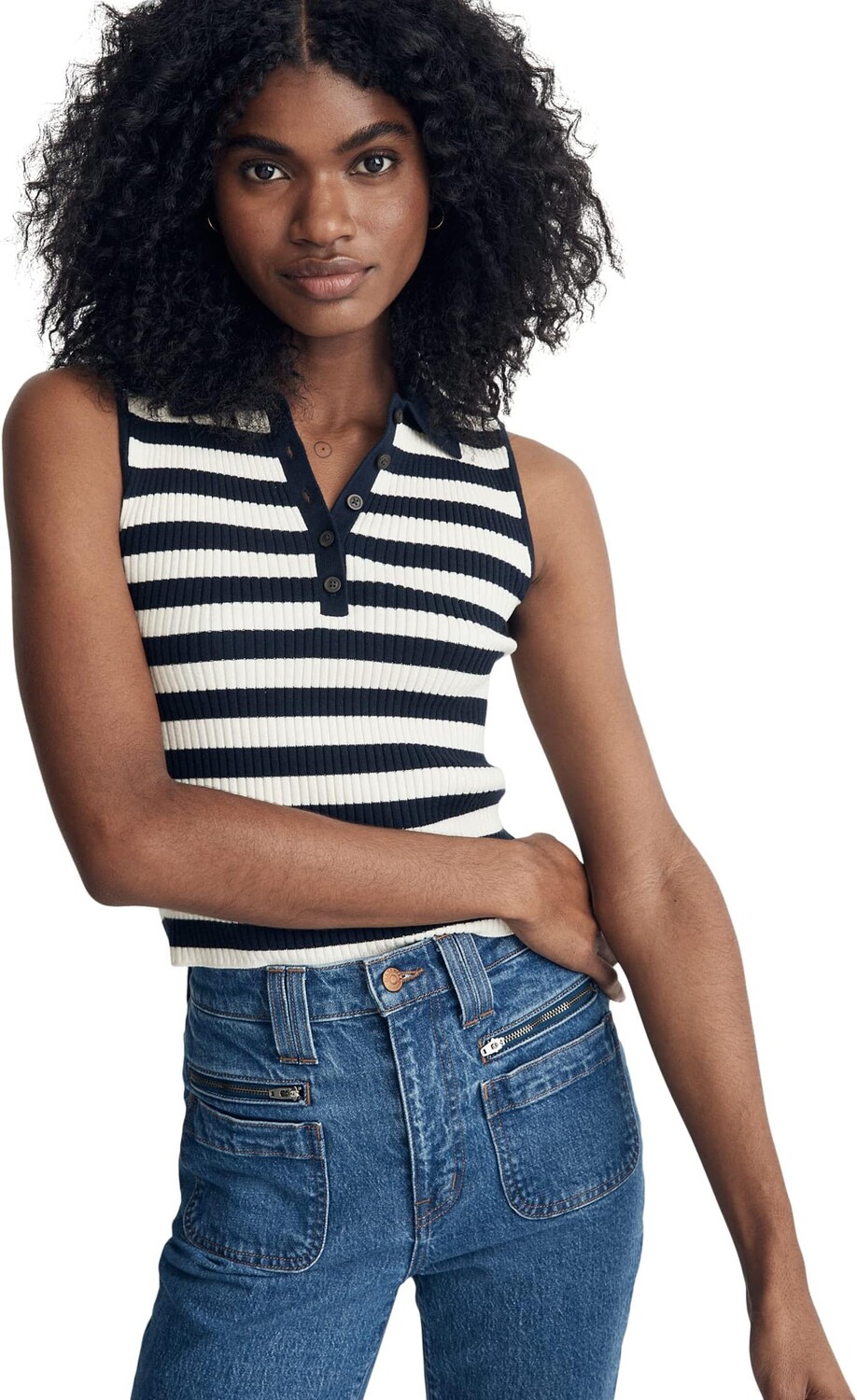 

Рубашка-поло Chris Polo Tank - Stripe Madewell, цвет Deep Indigo