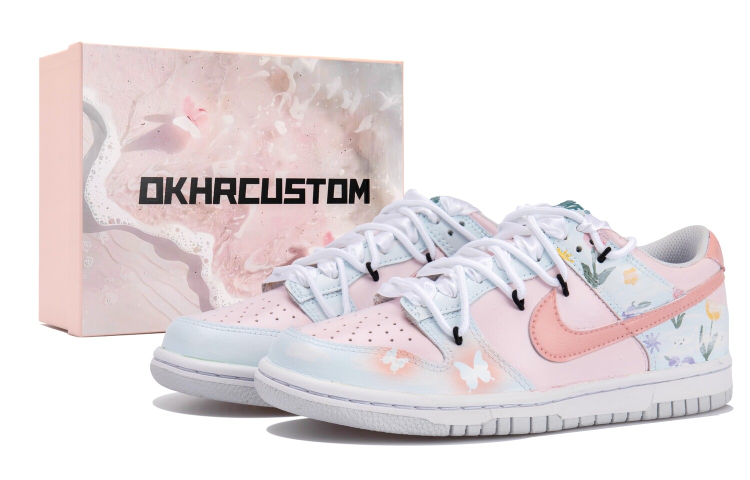 

Кроссовки Nike Dunk Skateboarding Shoes Women's Low-top Pink/Blue, розовый
