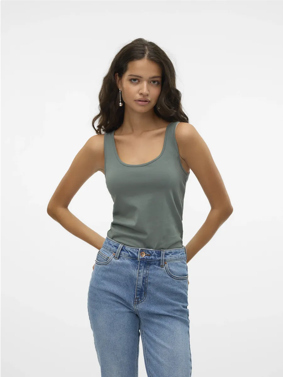Майка Vero Moda "VMMAXI MY SOFT LONG TANK TOP NOOS", зеленый