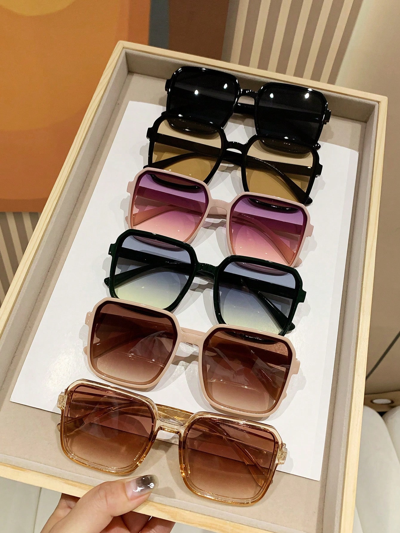 6 шт./компл. женские квадратные пластиковые декоративные модные солнцезащитные очки