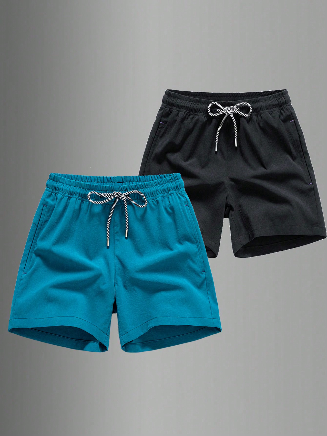 Мужские быстросохнущие спортивные шорты с завязками на талии для пляжного отдыха или тренировок, голубые