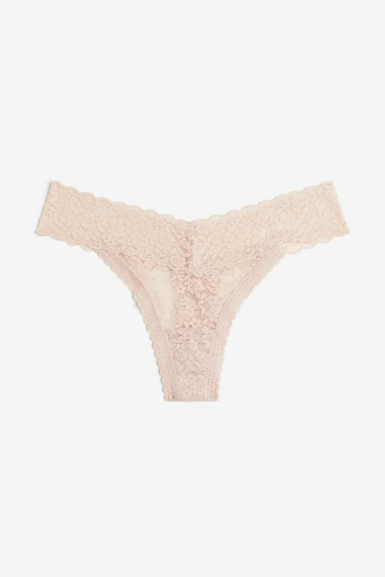 

Комплект из 5 кружевных трусиков-стрингов H&M, розовый