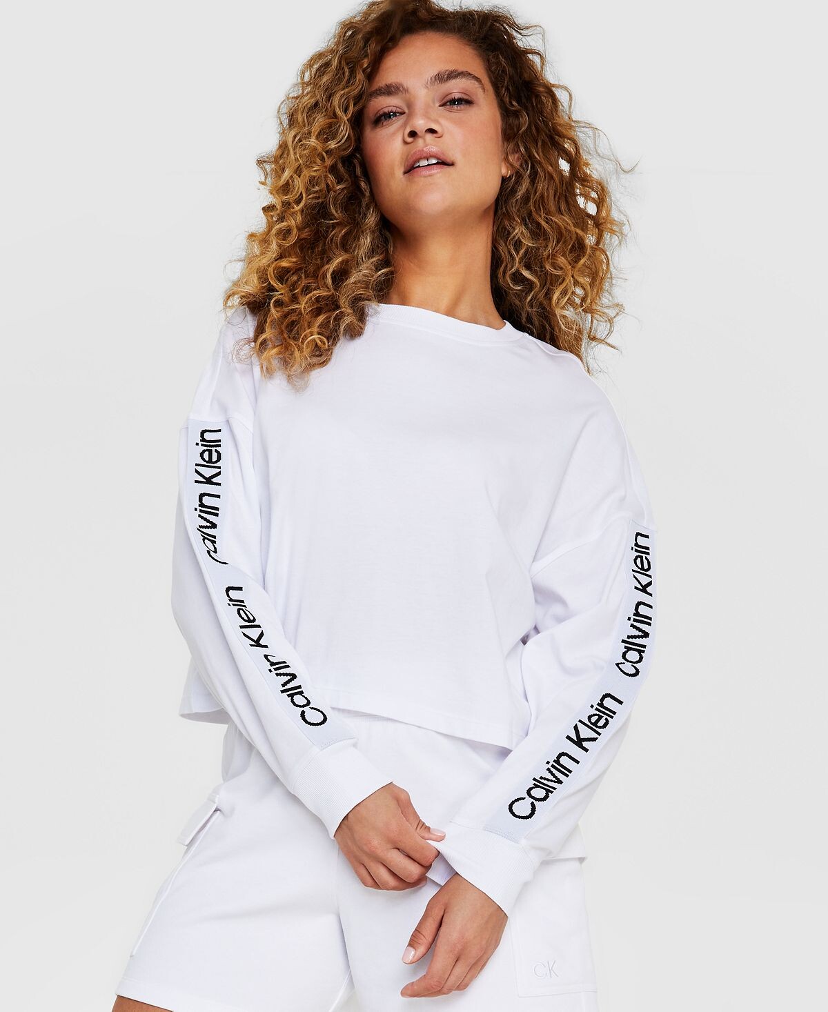 

Женская хлопковая футболка с логотипом Calvin Klein, белый