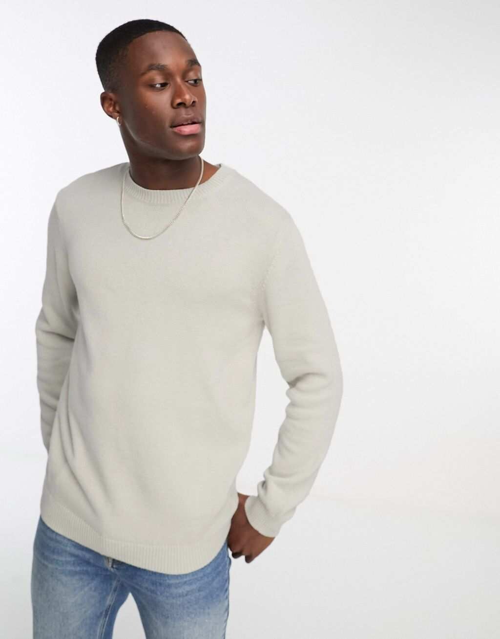 

Светло-серый хлопковый джемпер средней плотности ASOS DESIGN