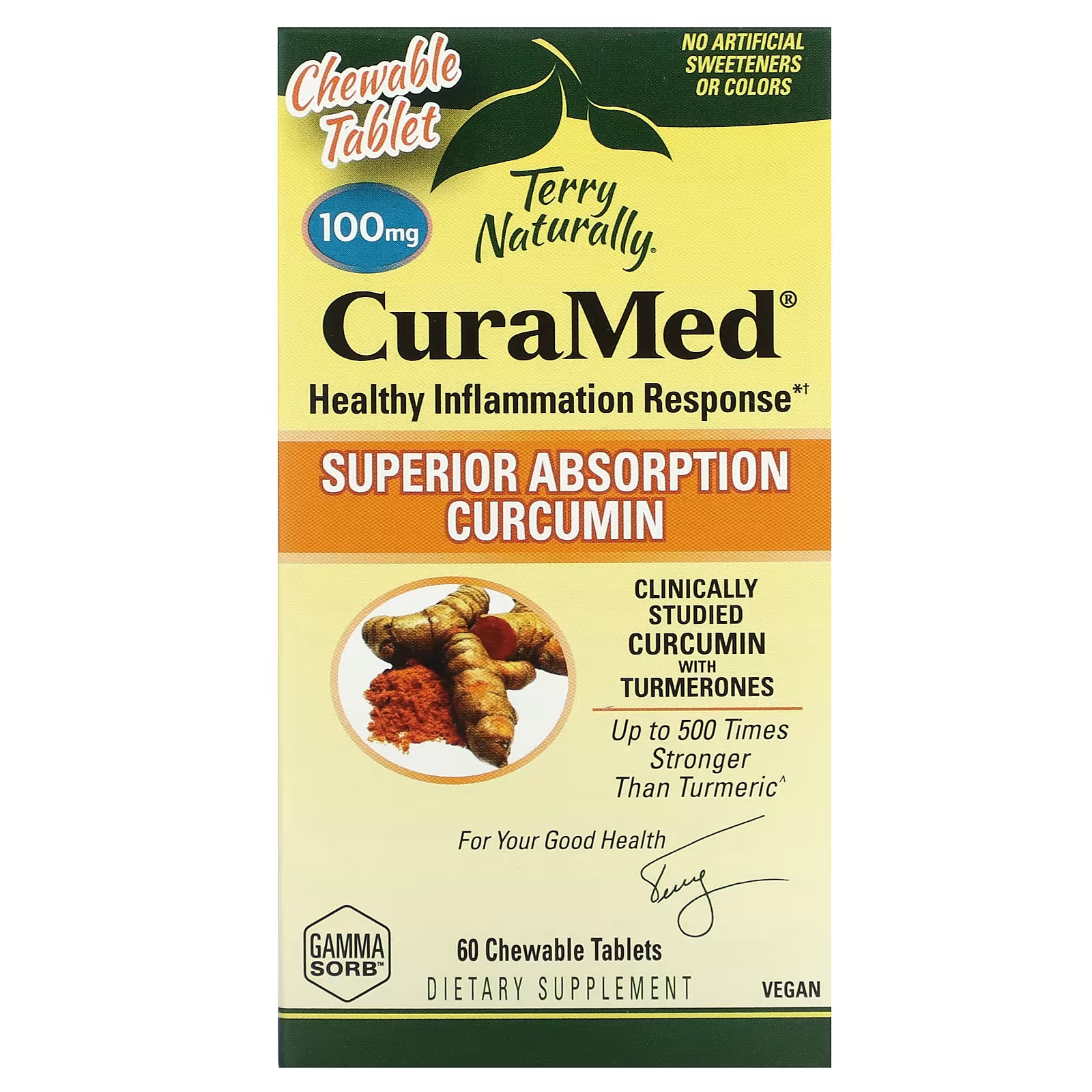 Куркумин Terry Naturally CuraMed с улучшенным усвоением, 60 жевательных таблеток куркумин terry naturally curamed с превосходным усвоением 375 мг 60 мягких таблеток