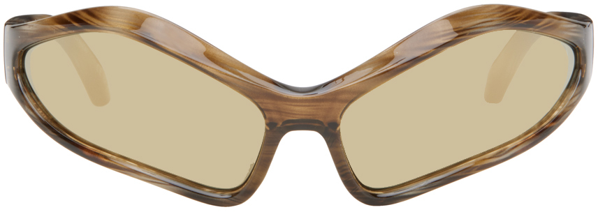 цена Овальные солнцезащитные очки Fennec черепаховой расцветки Balenciaga, цвет Havana