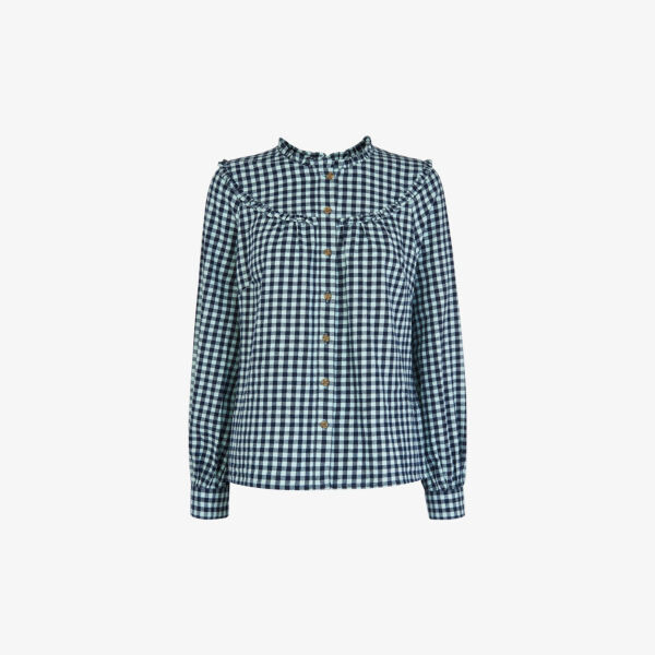 

Рубашка из хлопка с оборками в клетку Gingham Whistles, мультиколор