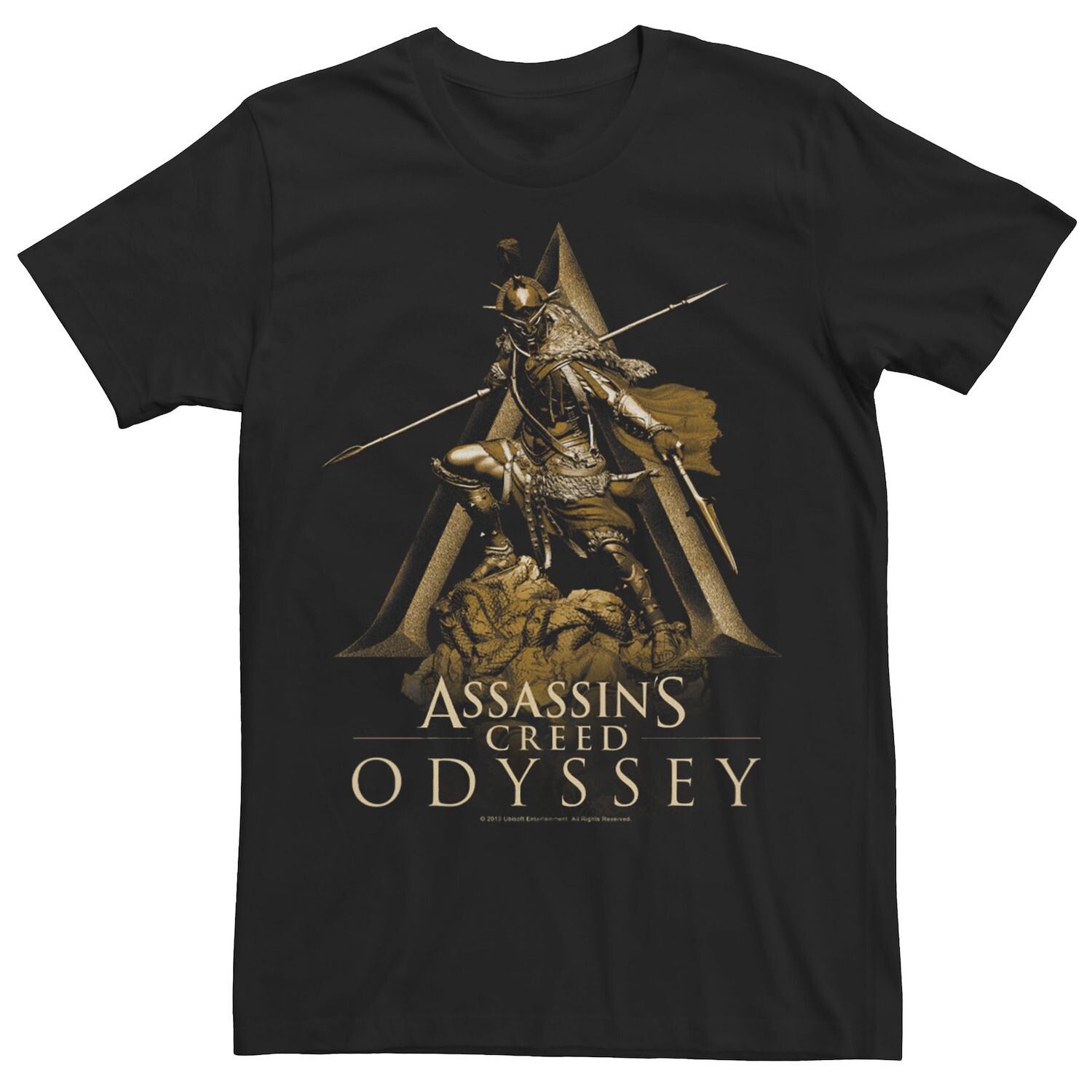 

Мужская футболка Assassins Creed Odyssey золотого оттенка с портретом Licensed Character