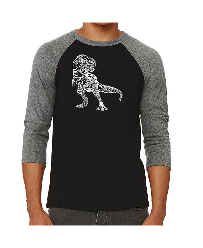 Мужская футболка Dino Pics реглан Word Art LA Pop Art, серый набор мир юрского периода фигурка t rex термо кружка в темноте