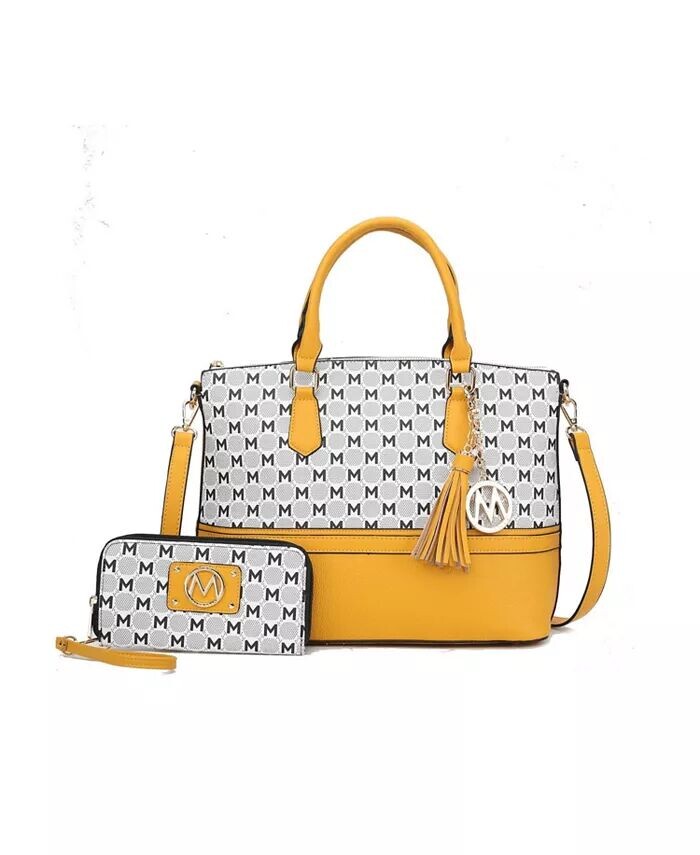 

Большая сумка Saylor M с принтом и соответствующий бумажник на руку от Mia K Mkf Collection, желтый