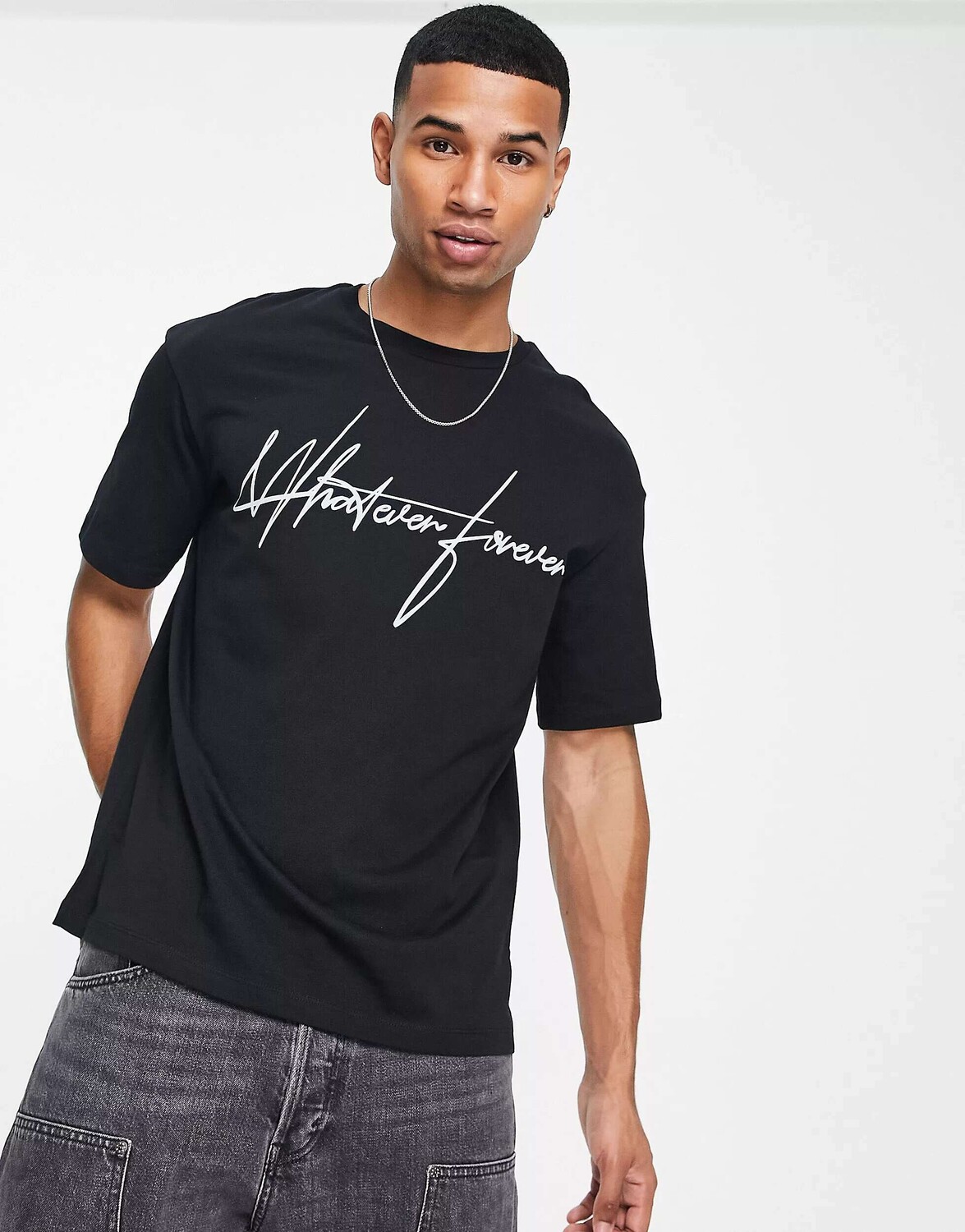 

Черная футболка oversize с любым принтом Selected Homme, Черный