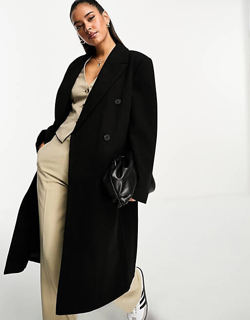 

Черное пальто средней длины для папы ASOS DESIGN, Черный