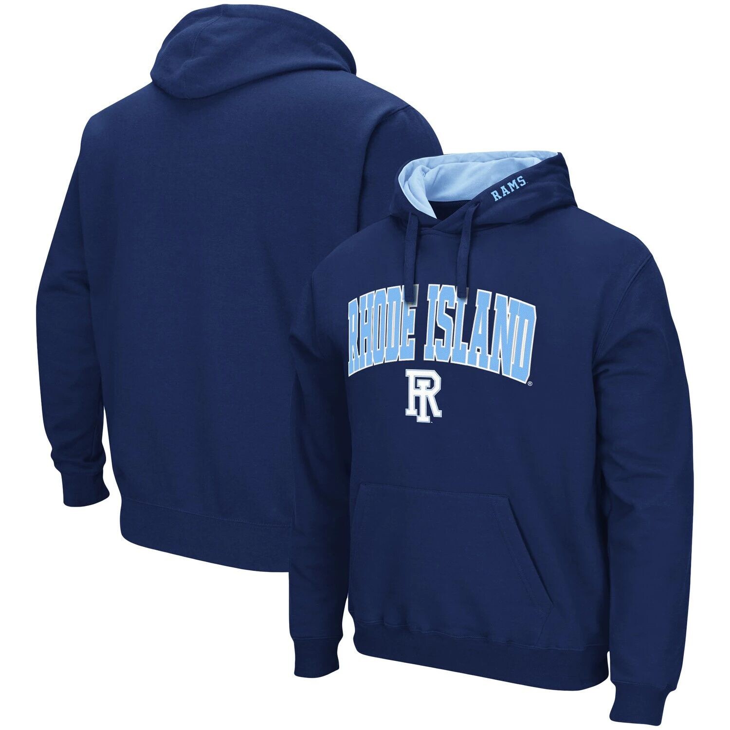 

Мужской темно-синий пуловер с капюшоном Rhode Island Rams Arch и Logo Colosseum