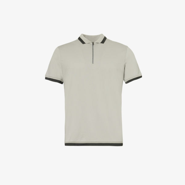 цена Хлопковая рубашка-поло с планкой на молнии Emporio Armani, серый
