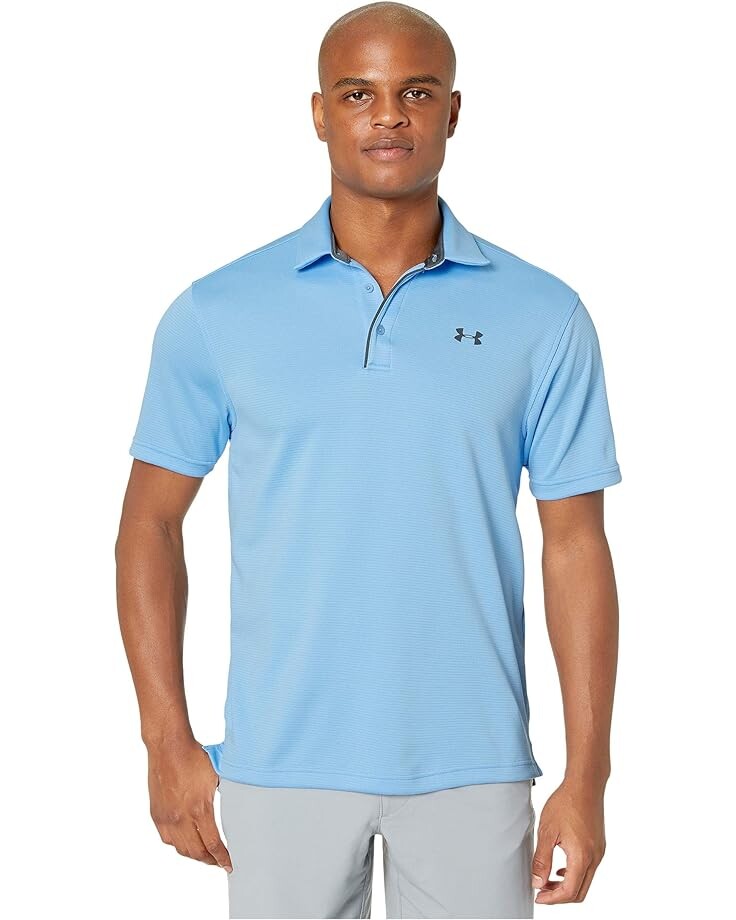 Поло Under Armour Golf Tech, цвет Carolina Blue/Pitch Gray кроссовки under armour charged pursuit 3 цвет pitch gray blue surf blue surf