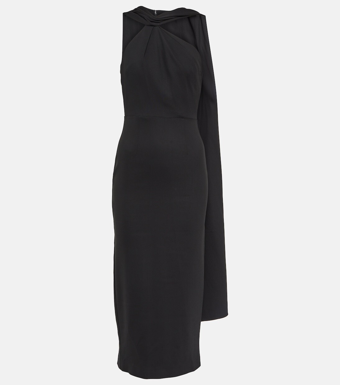 

Платье миди из эластичного кади с накидкой ROLAND MOURET, черный