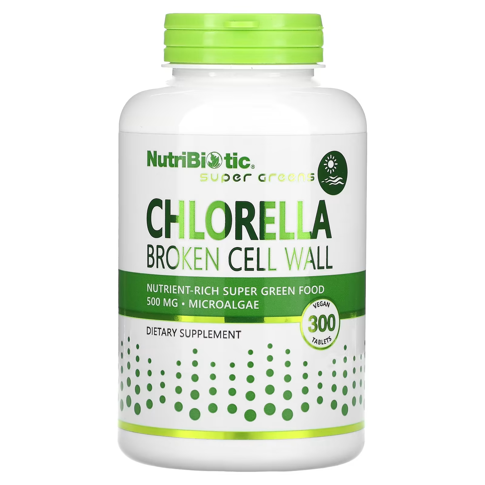 Хлорелла NutriBiotic, 500 мг, 300 веганских таблеток super greens хлорелла 500 мг 150 веганских таблеток nutribiotic