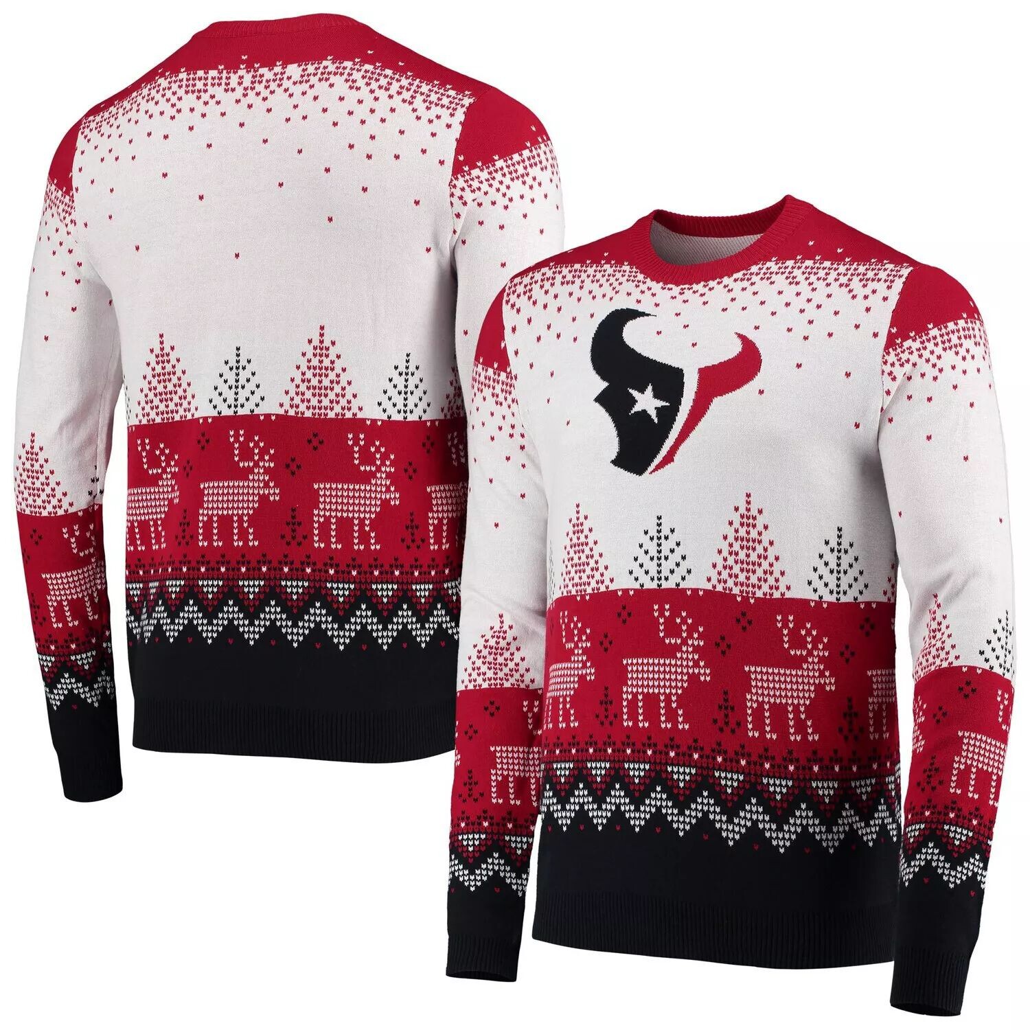 

Мужской вязаный пуловер Ugly с большим логотипом FOCO White Houston Texans