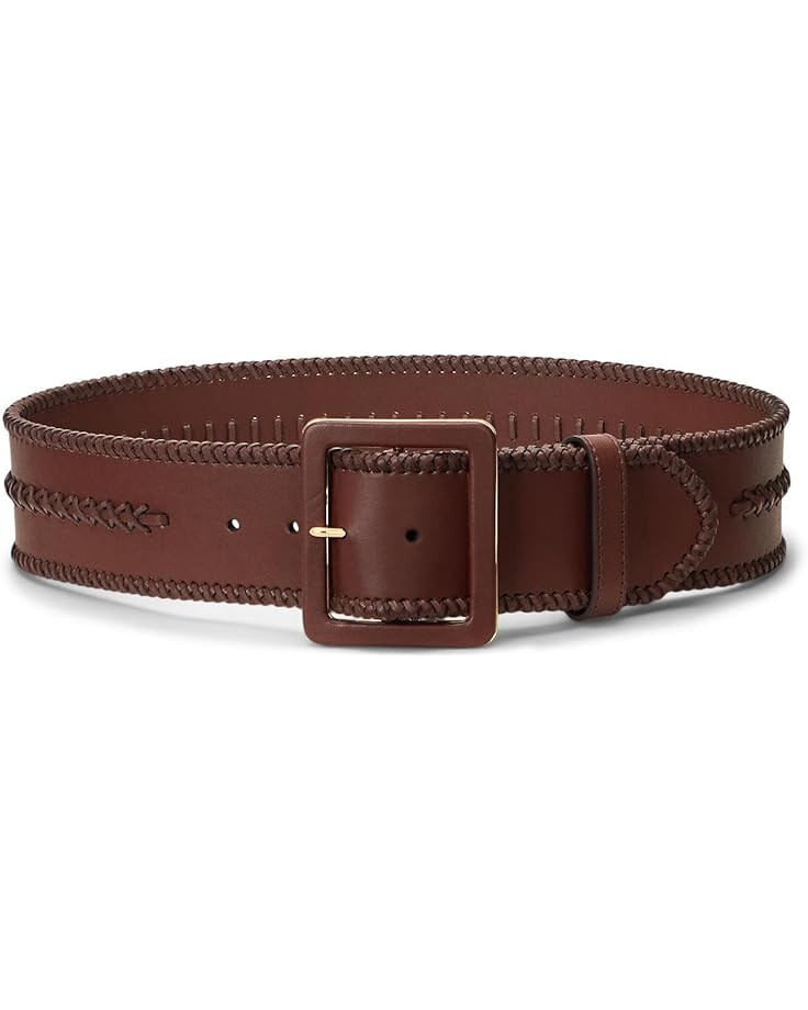 

Ремень LAUREN Ralph Lauren Whipstitched Leather Wide, цвет Dark Maple