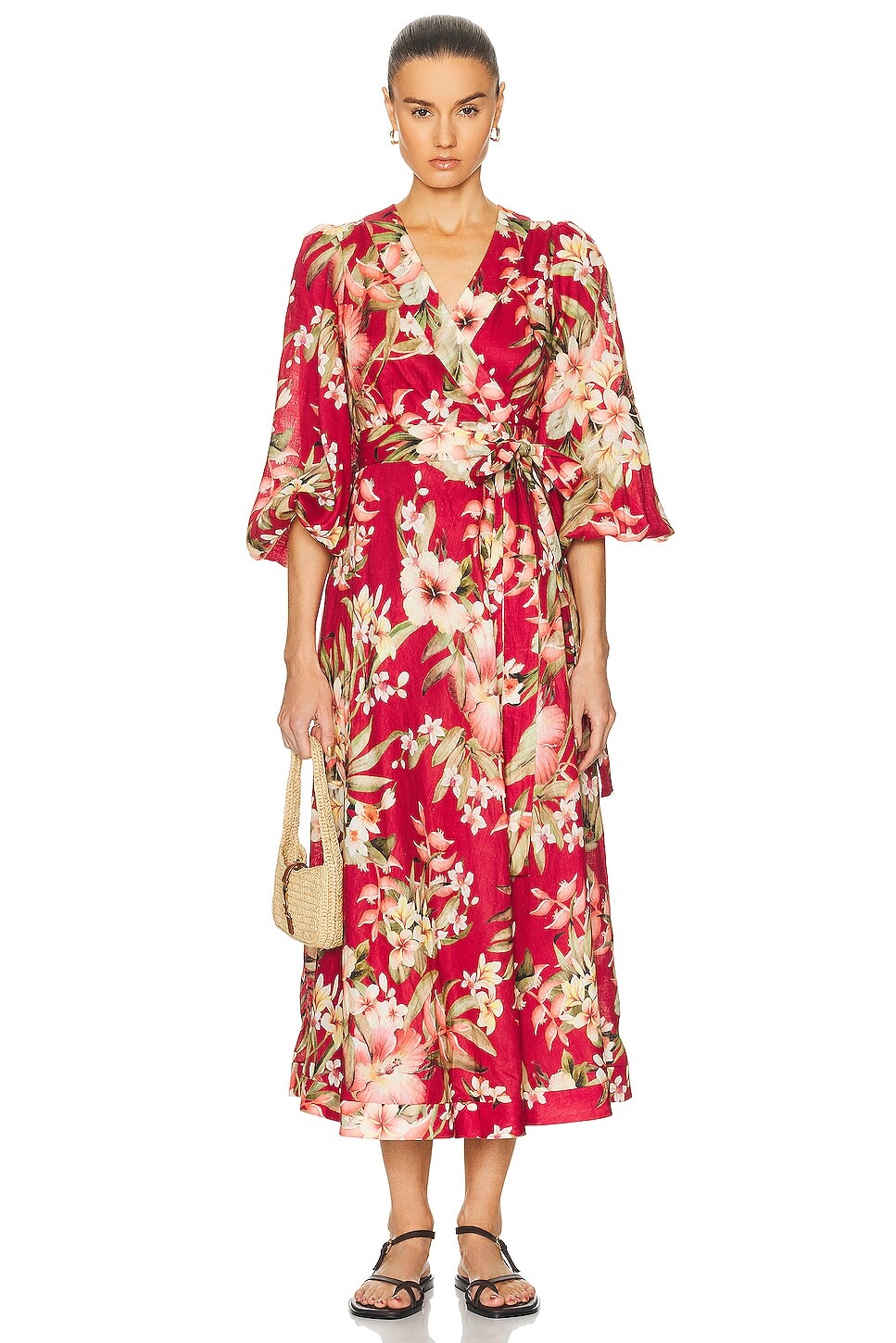 

Длинное платье Lexi с запахом Zimmermann, цвет Red Palm