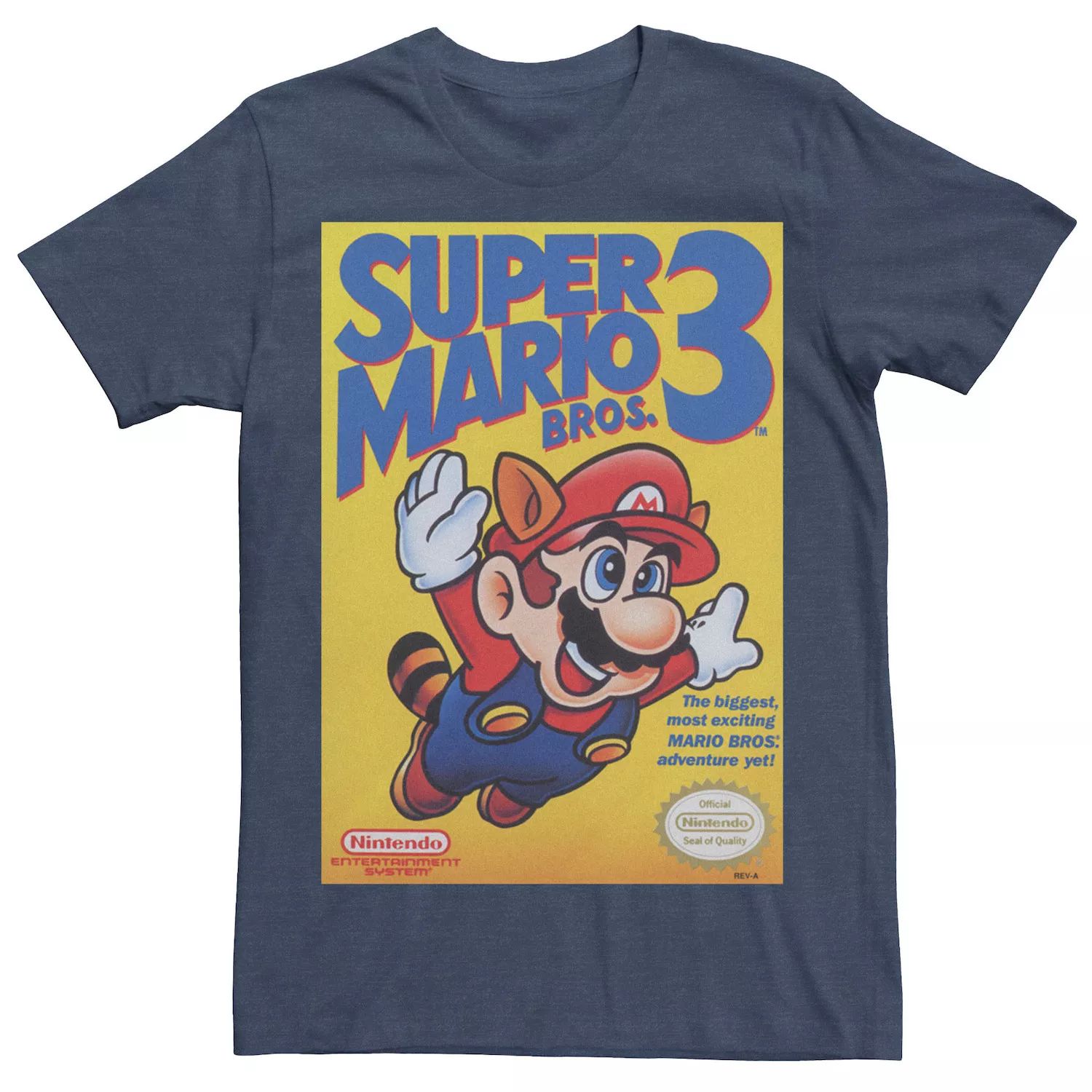 Мужская футболка с плакатом Super Mario Bros 3 Flying Raccoon Mario Licensed Character