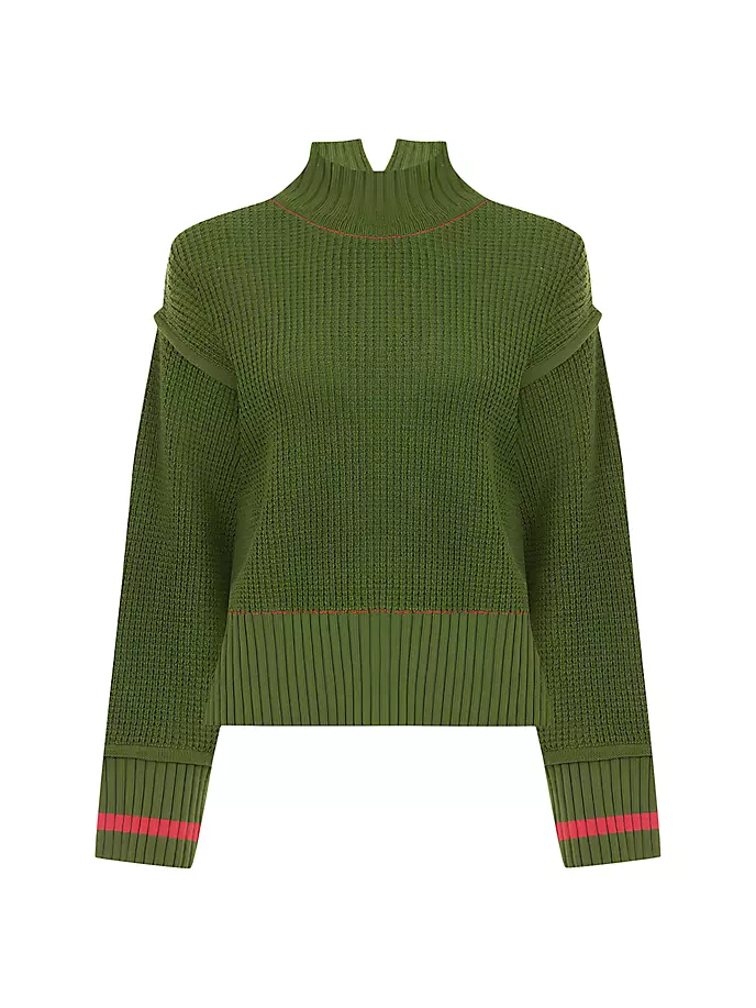 Вафельный свитер из смесовой шерсти Marigold Knitss, цвет herb green