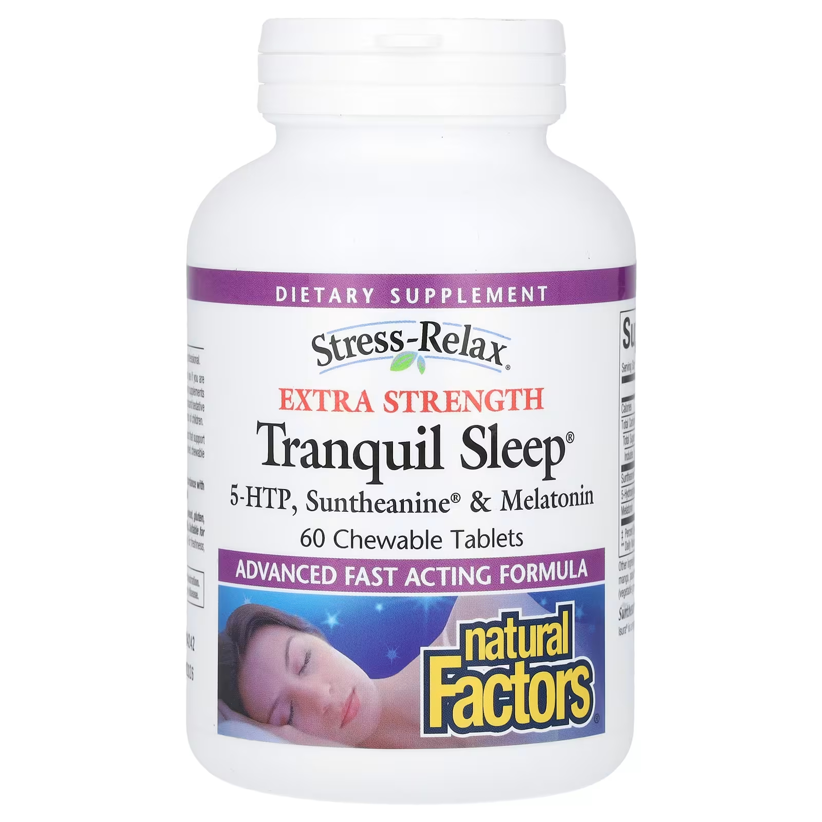Stress-Relax Tranquil Sleep Extra Strength Natural Factors, 60 жевательных таблеток драже paw patrol со вкусом тропических фруктов с игрушкой в ассортименте 5 г