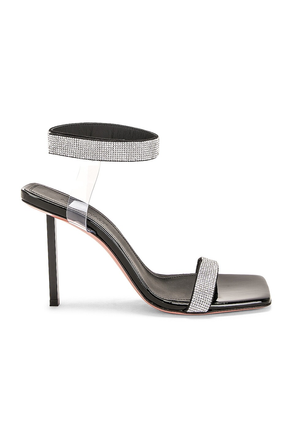 

Туфли Amina Muaddi Rih Patent, цвет Black & White Crystal Mesh