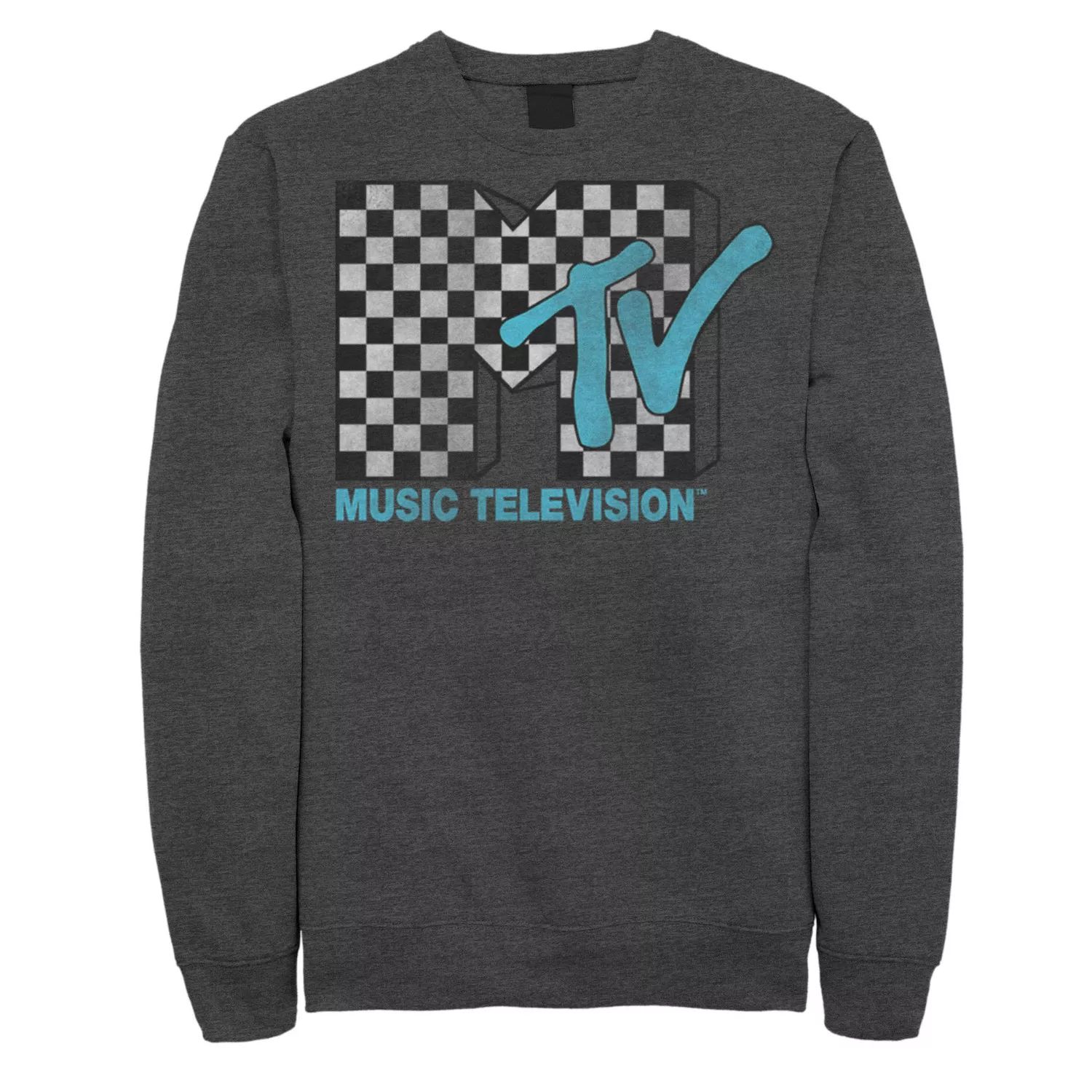 цена Мужской синий свитшот с логотипом MTV в черно-белую клетку в клетку TV Licensed Character