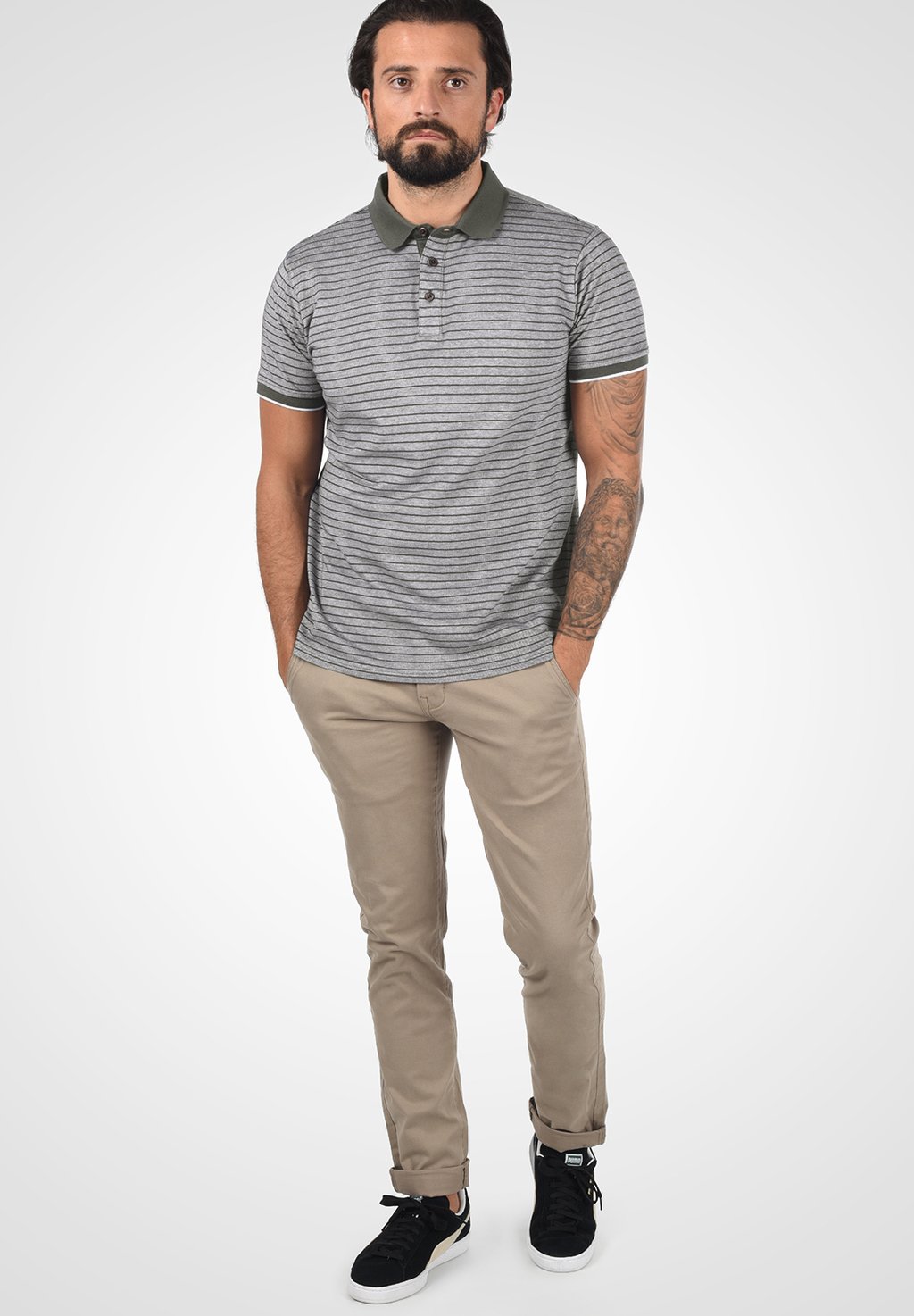 футболка с принтом original tee peak performance цвет med grey melange black Рубашка-поло PANTELIS Solid, цвет med grey melange