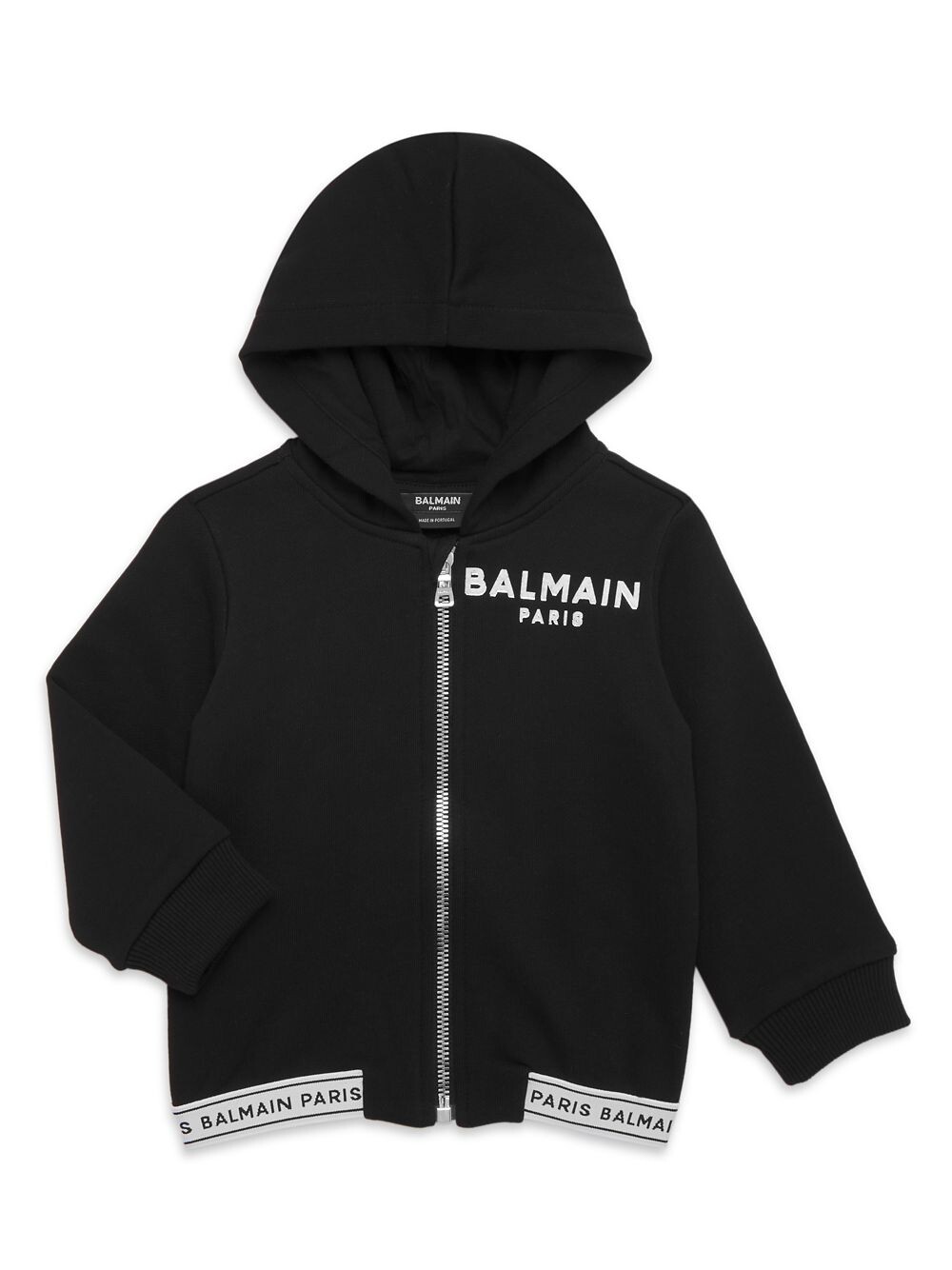 

Толстовка с капюшоном на молнии для малышей с отделкой логотипом Balmain, черный