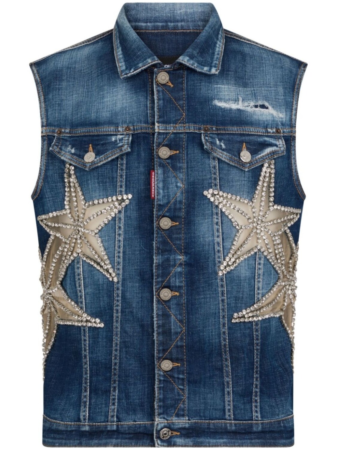 

Dsquared2 star-appliqué denim vest, синий