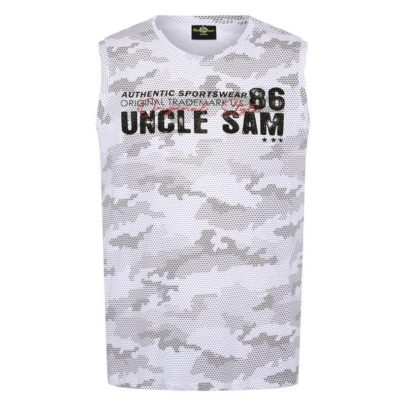 Майка с принтом этикетки UNCLE SAM, цвет weiss шорты в характерном стиле этикетки uncle sam цвет schwarz