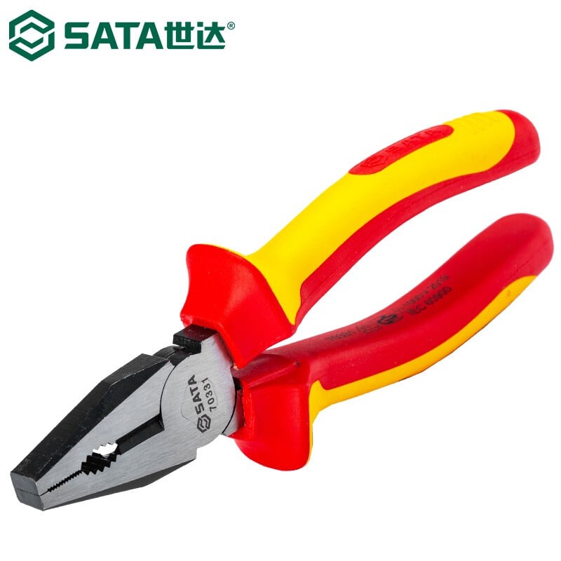 SATA 70331 Высоковольтные кусачки для изолированных проводов, клещи для электрика VDE1000V, устойчивые к давлению тиски, хромованадиевая сталь, 6 дюймов, 170 мм