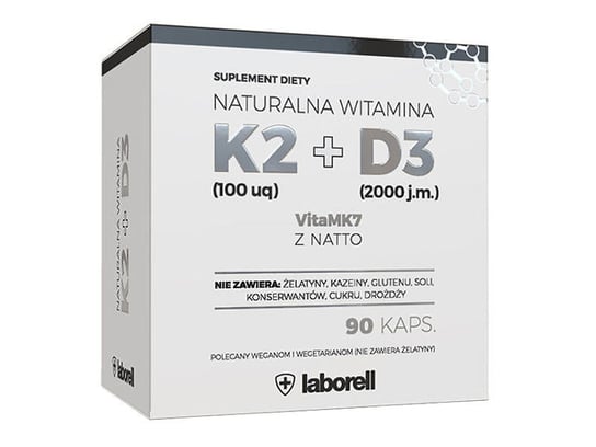Laborell, Витамин К2 100 ед + D3, Лавенти, 90 капсул, белый