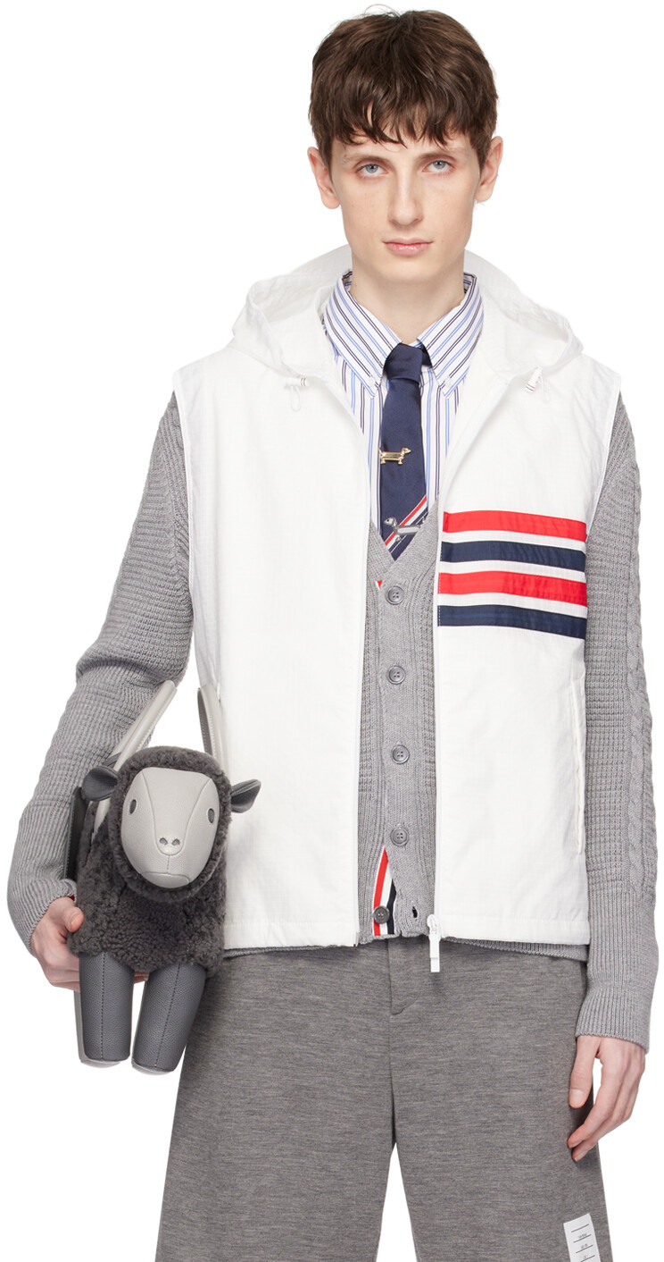 

Белый жилет с 4 полосками Thom Browne