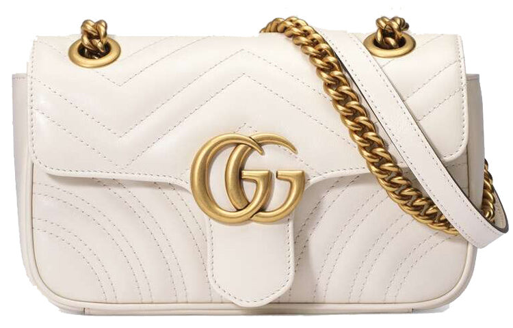 

Клатч GUCCI GG Marmont Series кожаный миниатюрный, белый/золотой