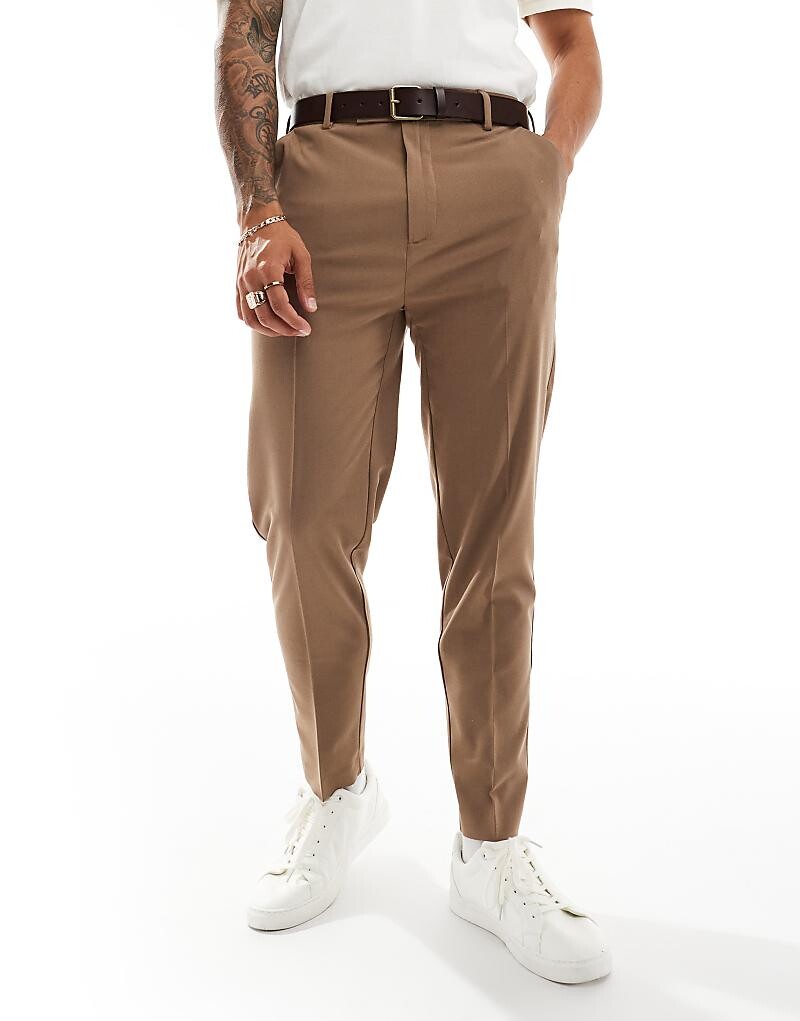 

ASOS DESIGN, коричневые зауженные элегантные брюки