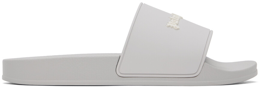 

Серые шлепанцы для бассейна с монограммой Palm Angels, цвет Grey/White