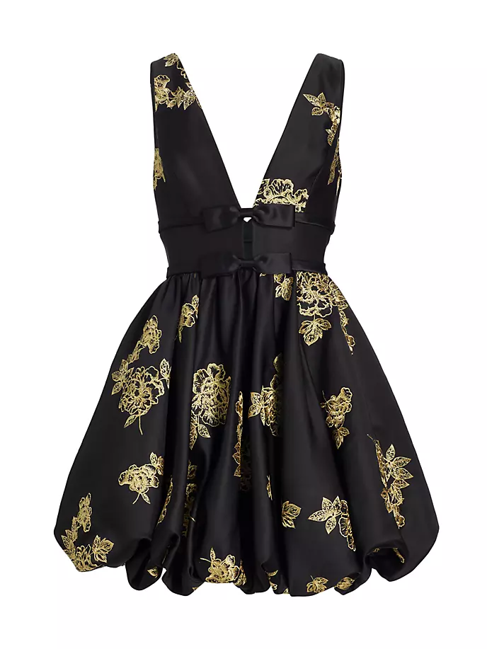 

Мини-платье с бантом и эффектом металлик Marchesa Notte, цвет black gold