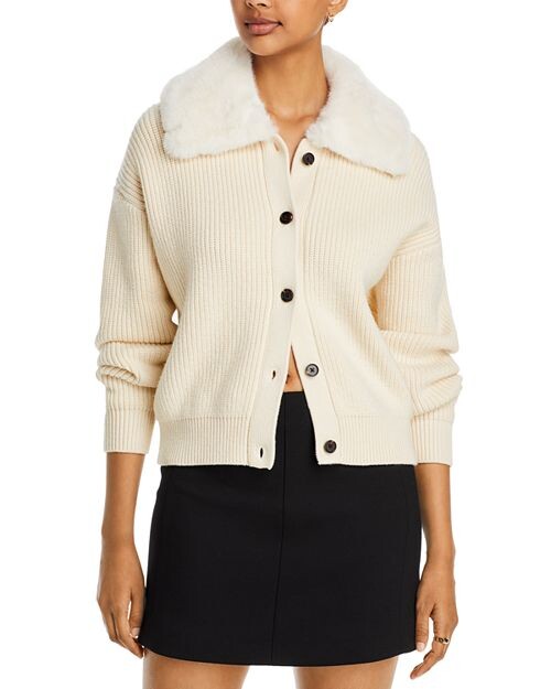 

Кардиган с воротником из искусственного меха Esme Rails, цвет Ivory/Cream