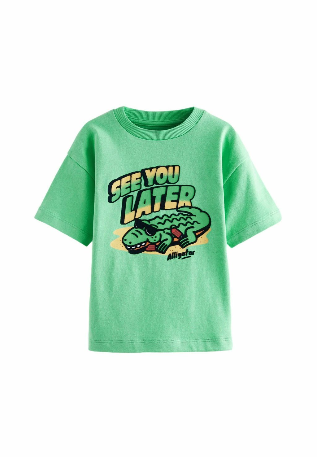 Футболка с принтом SHORT SLEEVE CHARACTER Next, цвет green alligator