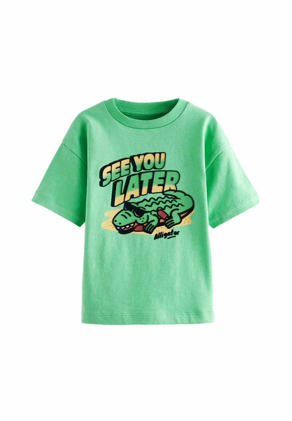 

Футболка с принтом SHORT SLEEVE CHARACTER Next, цвет green alligator